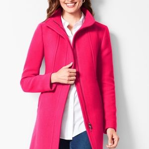 NWT Talbots Italian WOOL STADIUM COAT, Party Pink